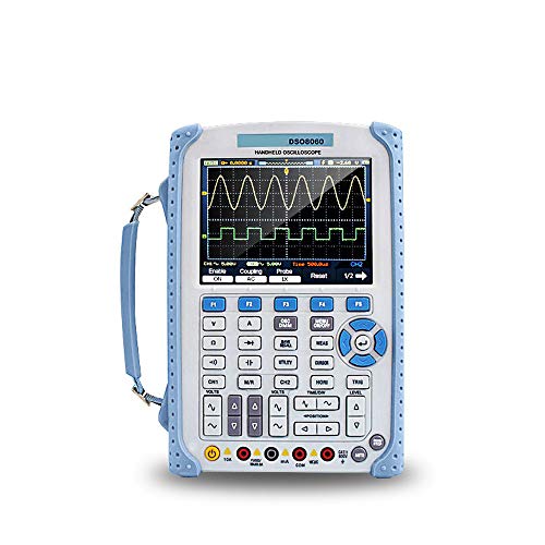 Osciloscopio 5 en 1, Hantek DSO8060 osciloscopio portátil/analizador de espectro/contador de frecuencia/generador para cualquier forma de onda, pantalla LCD TFT a color de 5,7 pulgadas