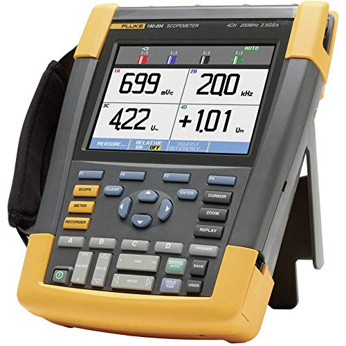 Fluke 190 – 204/EU/S, de mano de 4 canales osciloscopio, Ancho de banda 200 MHz, Scope metros® 190 Serie II, incluye software Case Kit scc2