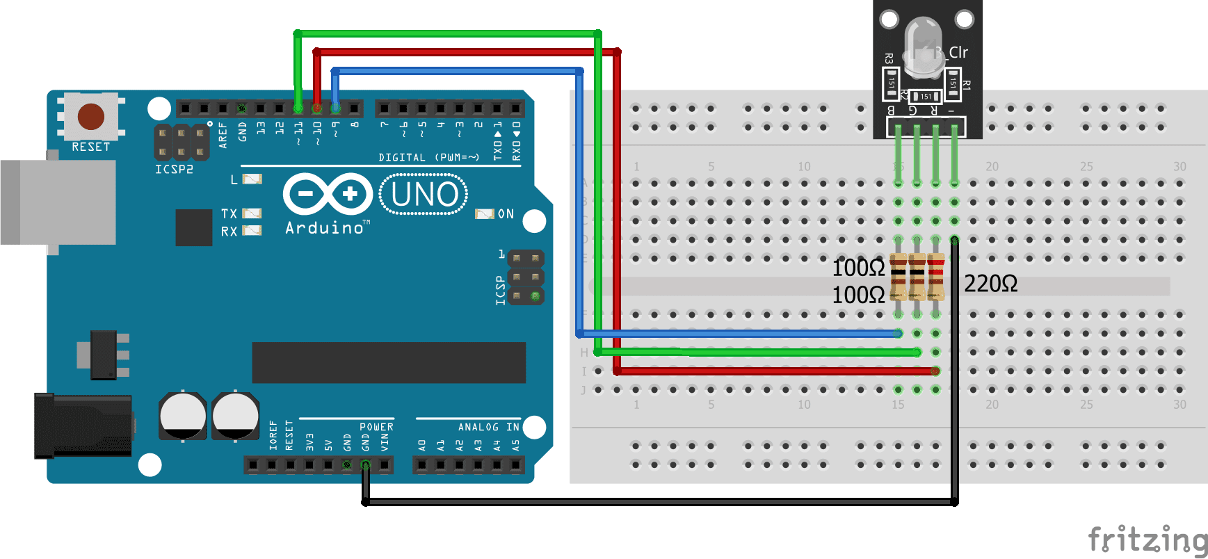 Arduino Uno KY-016 RGB LED