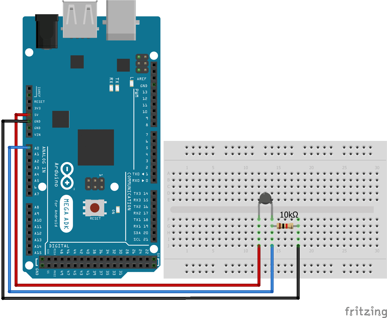Cableado del mega termistor Arduino