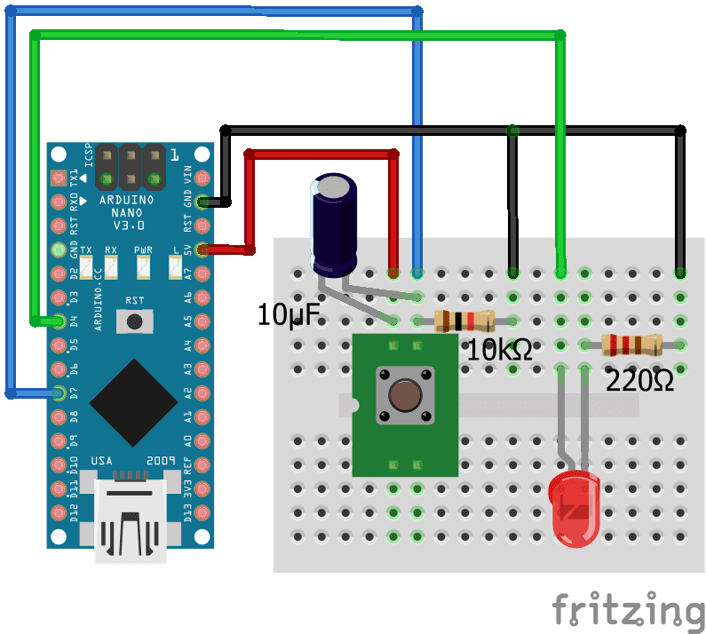 Cableado Resistencia LED Condensador Arduino Nano