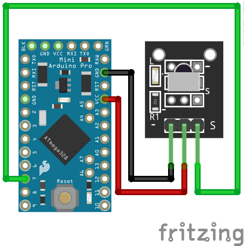 Cableado del sensor infrarrojo VS1838B Arduino Pro Mini